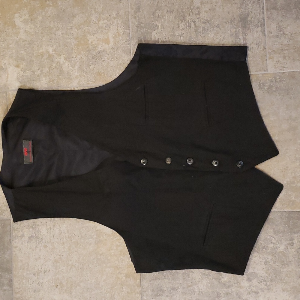 Mens Large Black Vest Suit Tux